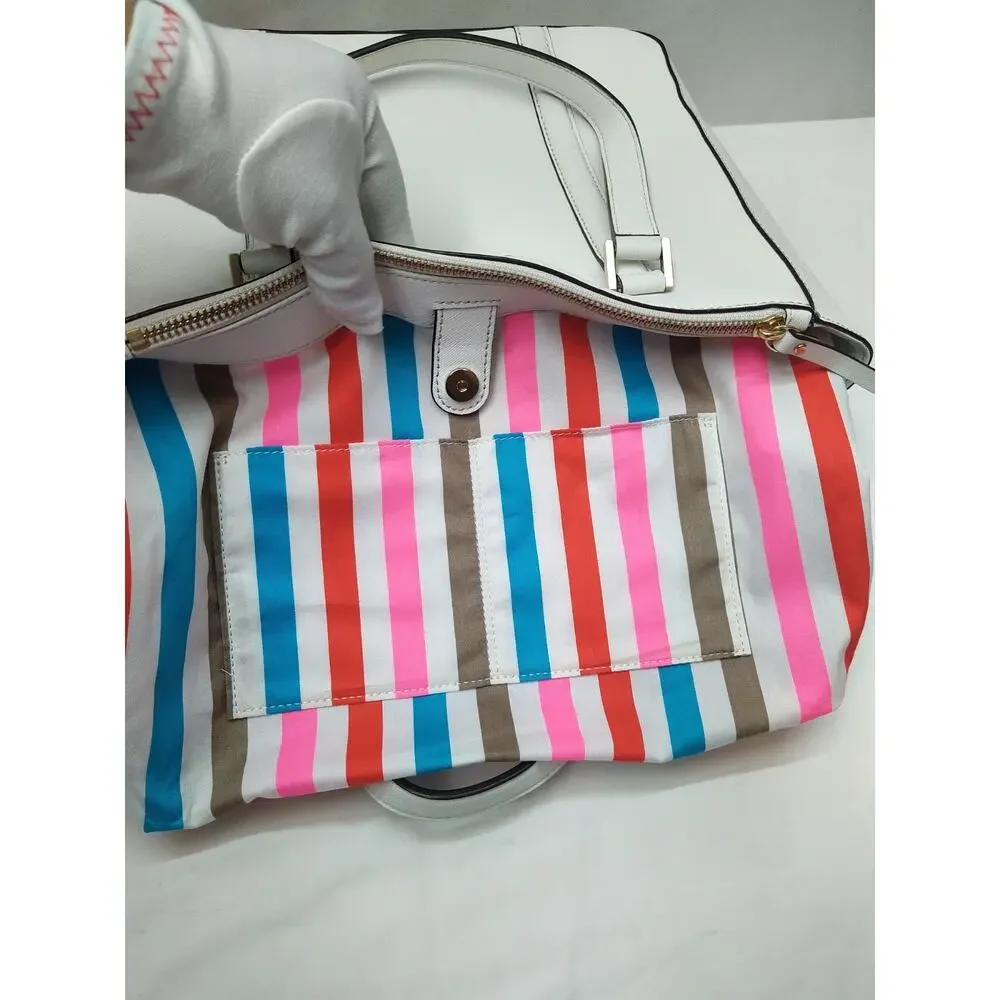 Kate Spade New York White Leather Carryall Double Handles Satchel Bag